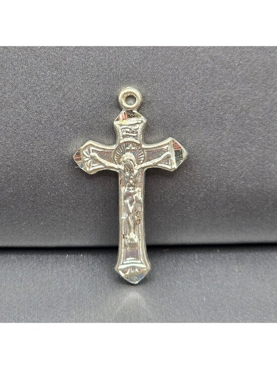 S Jewelry - Vintage Sterling Silver Crucifix Pendant 1" Religious Cross Signed S